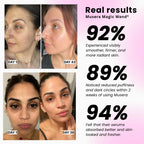 Before and after using Red Light Therapy Wand showing firmer, radiant skin