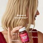 Close-up of Hair, Skin & Nails Gummies showing vibrant gummies